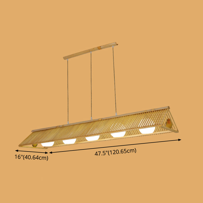 Triangle Island Pendant Asian Wood Pendant Lighting in Natural Wood Clearhalo 'Ceiling Lights' 'Island Lights' Lighting' 2549217