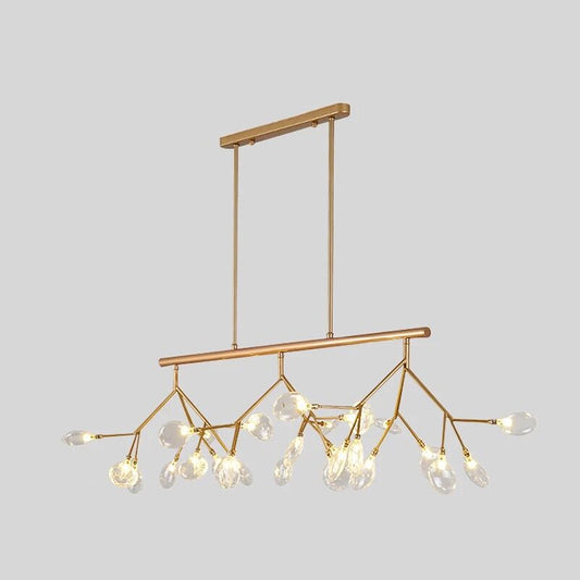 27 Lights Island Lighting Ultra-modern Branch Metal Pendant with Clear Shade for Dining Room Gold Clearhalo 'Ceiling Lights' 'Island Lights' Lighting' 2550008