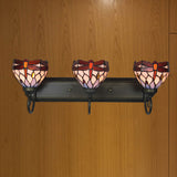 3 Lights Dragonfly Wall Lighting Stained Glass Lodge Vanity Light in Antique Brass for Bathroom Antique Brass Clearhalo 'Industrial' 'Middle century wall lights' 'Tiffany wall lights' 'Tiffany' 'Wall Lamps & Sconces' 'Wall Lights' Lighting' 2550420