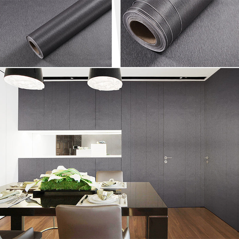 Self Sticking Repurposed Wood Wallpaper Roll Industrial Vinyl Wall Decor, 16.5' L x 23.5" W Dark Gray Clearhalo 'Industrial wall decor' 'Industrial' 'Wallpaper' Wall Decor' 2550439