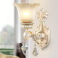 Flower White Glass Wall Mount Light Traditional 1/2 Lights Hallway Sconce Light Fixture with Crystal Drop Clearhalo 'Wall Lamps & Sconces' 'Wall Lights' Lighting' 255095