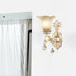 Flower White Glass Wall Mount Light Traditional 1/2 Lights Hallway Sconce Light Fixture with Crystal Drop Clearhalo 'Wall Lamps & Sconces' 'Wall Lights' Lighting' 255097
