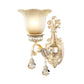 Flower White Glass Wall Mount Light Traditional 1/2 Lights Hallway Sconce Light Fixture with Crystal Drop Clearhalo 'Wall Lamps & Sconces' 'Wall Lights' Lighting' 255099