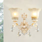 Flower White Glass Wall Mount Light Traditional 1/2 Lights Hallway Sconce Light Fixture with Crystal Drop 2.0 White Clearhalo 'Wall Lamps & Sconces' 'Wall Lights' Lighting' 255101