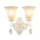 Ivory Flower Wall Light Traditional White Glass 1/2 Lights Living Room Sconce Light Clearhalo 'Wall Lamps & Sconces' 'Wall Lights' Lighting' 255176