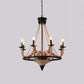 Adjustable Hanging Chain Chandelier Light Industrial Wagon Wheel Metal Ceiling Pendant for Restaurant Black Clearhalo 'Cast Iron' 'Ceiling Lights' 'Chandeliers' 'Industrial Chandeliers' 'Industrial' 'Metal' 'Middle Century Chandeliers' 'Rustic Chandeliers' 'Tiffany' Lighting' 2552316