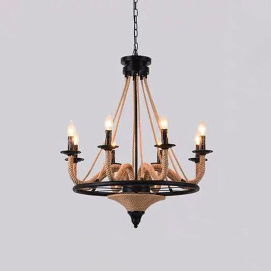Adjustable Hanging Chain Chandelier Light Industrial Wagon Wheel Metal Ceiling Pendant for Restaurant Black Clearhalo 'Cast Iron' 'Ceiling Lights' 'Chandeliers' 'Industrial Chandeliers' 'Industrial' 'Metal' 'Middle Century Chandeliers' 'Rustic Chandeliers' 'Tiffany' Lighting' 2552316