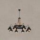 Adjustable Hanging Chain Chandelier Light Industrial Wagon Wheel Metal Ceiling Pendant for Restaurant Gloss Black Clearhalo 'Cast Iron' 'Ceiling Lights' 'Chandeliers' 'Industrial Chandeliers' 'Industrial' 'Metal' 'Middle Century Chandeliers' 'Rustic Chandeliers' 'Tiffany' Lighting' 2552318