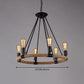 Adjustable Hanging Chain Chandelier Light Industrial Wagon Wheel Metal Ceiling Pendant for Restaurant Clearhalo 'Cast Iron' 'Ceiling Lights' 'Chandeliers' 'Industrial Chandeliers' 'Industrial' 'Metal' 'Middle Century Chandeliers' 'Rustic Chandeliers' 'Tiffany' Lighting' 2552319