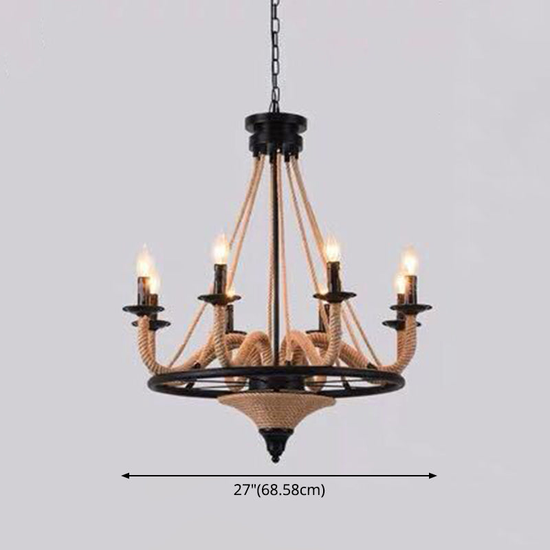 Adjustable Hanging Chain Chandelier Light Industrial Wagon Wheel Metal Ceiling Pendant for Restaurant Clearhalo 'Cast Iron' 'Ceiling Lights' 'Chandeliers' 'Industrial Chandeliers' 'Industrial' 'Metal' 'Middle Century Chandeliers' 'Rustic Chandeliers' 'Tiffany' Lighting' 2552321