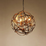 Round Cage Chandelier Light Fixture Retro Industrial Style 4 Lights Metal Pendant Lighting Clearhalo 'Cast Iron' 'Ceiling Lights' 'Chandeliers' 'Industrial Chandeliers' 'Industrial' 'Metal' 'Middle Century Chandeliers' 'Rustic Chandeliers' 'Tiffany' Lighting' 2552326