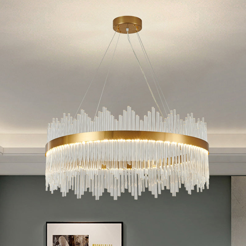Modern Drum Chandelier Glass Crystal Pendant Ceiling Lights with Adjustable Hanging Cord for Living Room Clearhalo 'Ceiling Lights' 'Chandeliers' 'Modern Chandeliers' 'Modern' Lighting' 2552354