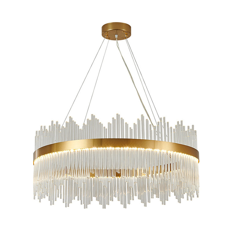Modern Drum Chandelier Glass Crystal Pendant Ceiling Lights with Adjustable Hanging Cord for Living Room Clearhalo 'Ceiling Lights' 'Chandeliers' 'Modern Chandeliers' 'Modern' Lighting' 2552363