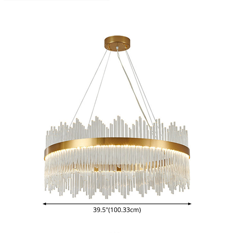 Modern Drum Chandelier Glass Crystal Pendant Ceiling Lights with Adjustable Hanging Cord for Living Room Clearhalo 'Ceiling Lights' 'Chandeliers' 'Modern Chandeliers' 'Modern' Lighting' 2552370