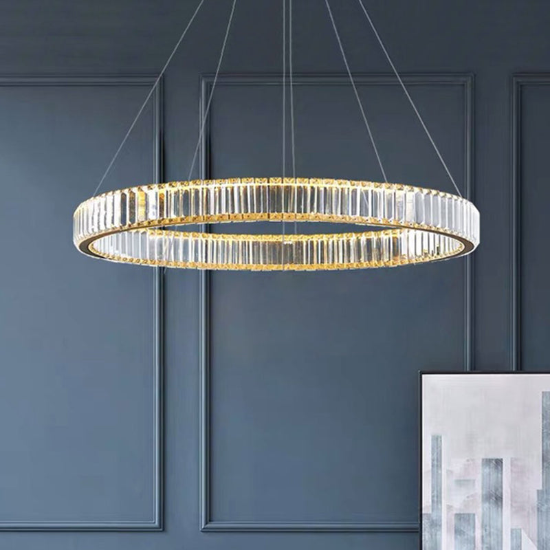 Ultra-modern Ring LED Chandelier Lamp Crystal Suspension Pendant Light for Living Room Clearhalo 'Ceiling Lights' 'Chandeliers' 'Modern Chandeliers' 'Modern' Lighting' 2552380