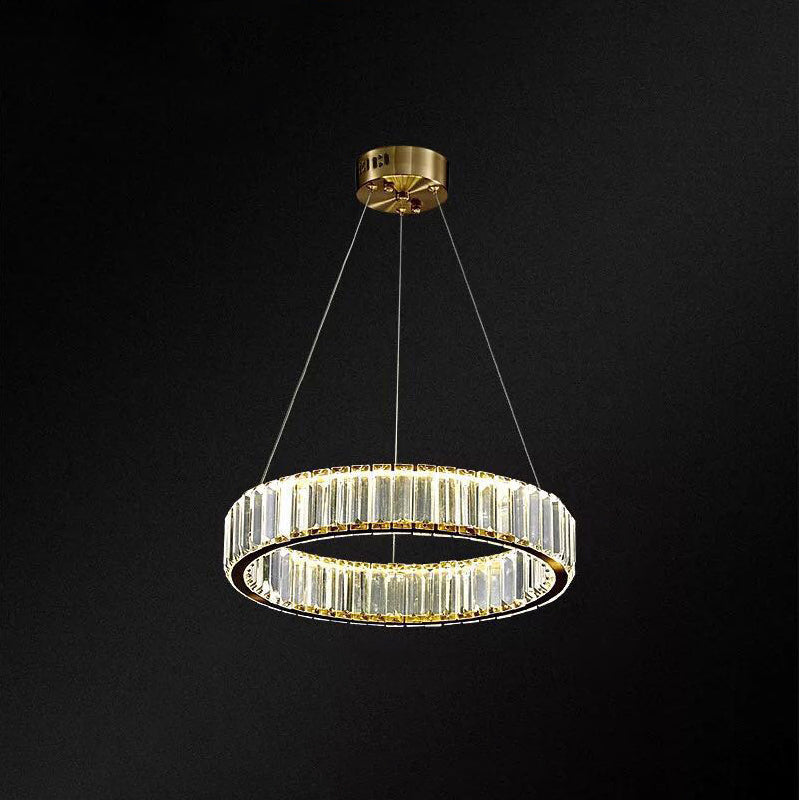 Ultra-modern Ring LED Chandelier Lamp Crystal Suspension Pendant Light for Living Room Gold 16" Clearhalo 'Ceiling Lights' 'Chandeliers' 'Modern Chandeliers' 'Modern' Lighting' 2552381
