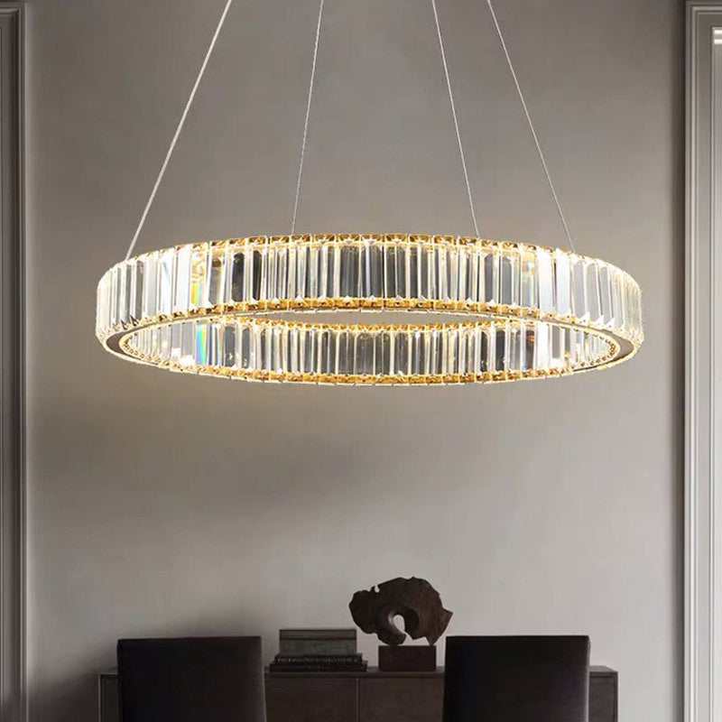 Ultra-modern Ring LED Chandelier Lamp Crystal Suspension Pendant Light for Living Room Clearhalo 'Ceiling Lights' 'Chandeliers' 'Modern Chandeliers' 'Modern' Lighting' 2552383