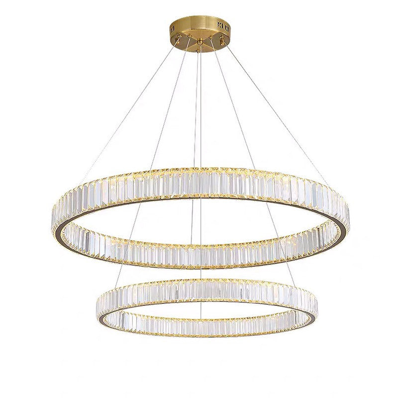 Ultra-modern Ring LED Chandelier Lamp Crystal Suspension Pendant Light for Living Room Clearhalo 'Ceiling Lights' 'Chandeliers' 'Modern Chandeliers' 'Modern' Lighting' 2552386