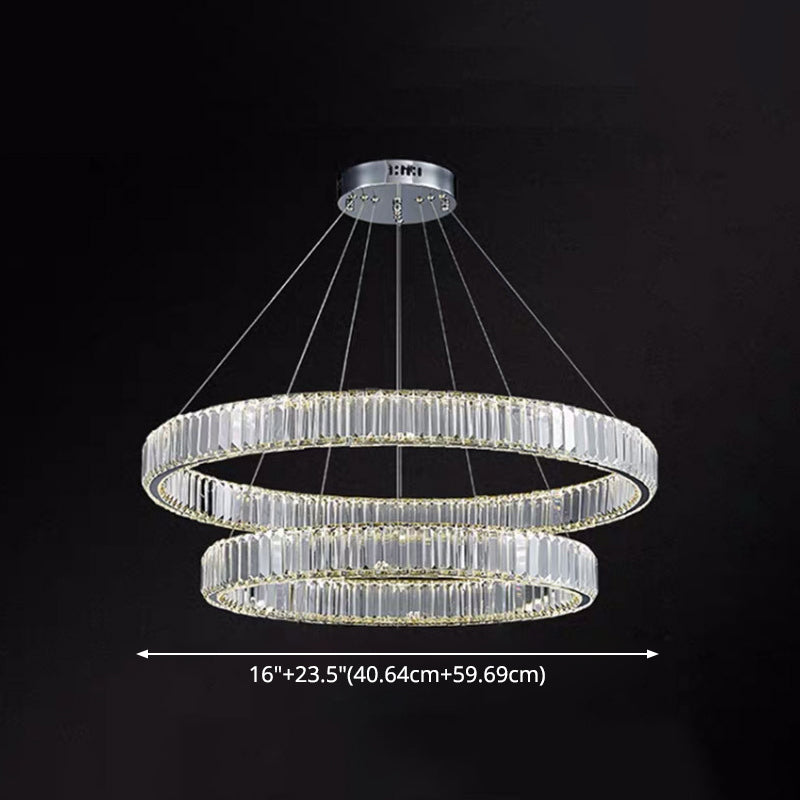 Ultra-modern Ring LED Chandelier Lamp Crystal Suspension Pendant Light for Living Room Clearhalo 'Ceiling Lights' 'Chandeliers' 'Modern Chandeliers' 'Modern' Lighting' 2552389