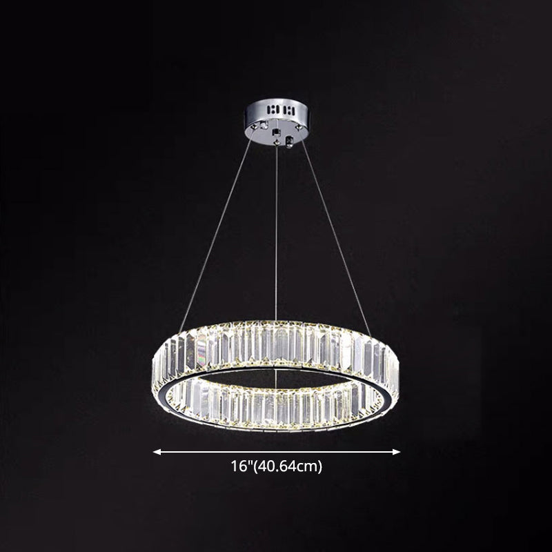 Ultra-modern Ring LED Chandelier Lamp Crystal Suspension Pendant Light for Living Room Clearhalo 'Ceiling Lights' 'Chandeliers' 'Modern Chandeliers' 'Modern' Lighting' 2552393
