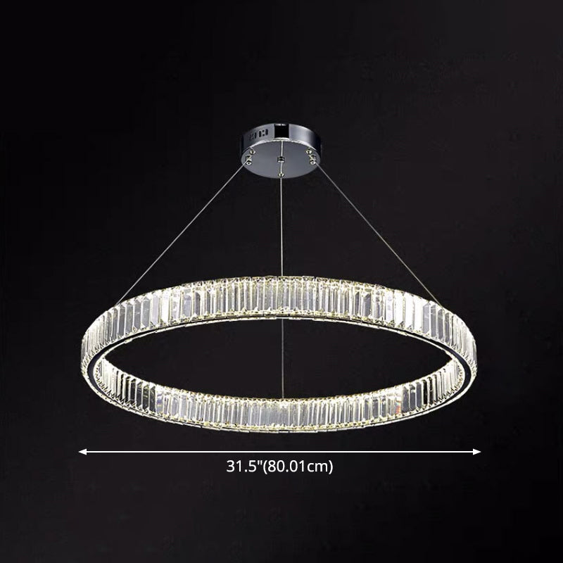 Ultra-modern Ring LED Chandelier Lamp Crystal Suspension Pendant Light for Living Room Clearhalo 'Ceiling Lights' 'Chandeliers' 'Modern Chandeliers' 'Modern' Lighting' 2552397