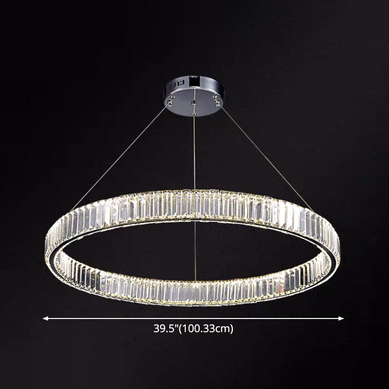 Ultra-modern Ring LED Chandelier Lamp Crystal Suspension Pendant Light for Living Room Clearhalo 'Ceiling Lights' 'Chandeliers' 'Modern Chandeliers' 'Modern' Lighting' 2552398