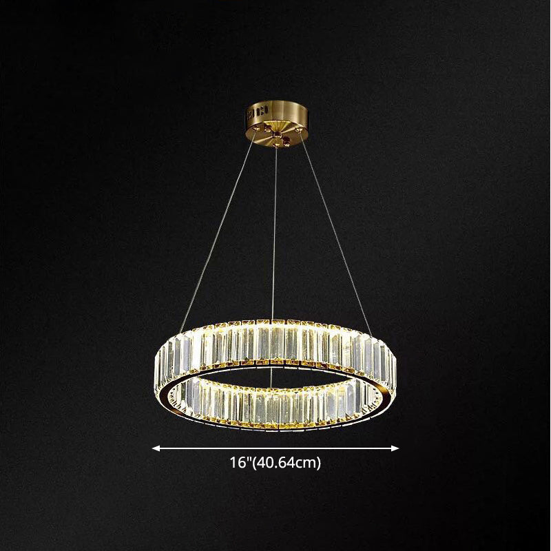 Ultra-modern Ring LED Chandelier Lamp Crystal Suspension Pendant Light for Living Room Clearhalo 'Ceiling Lights' 'Chandeliers' 'Modern Chandeliers' 'Modern' Lighting' 2552401