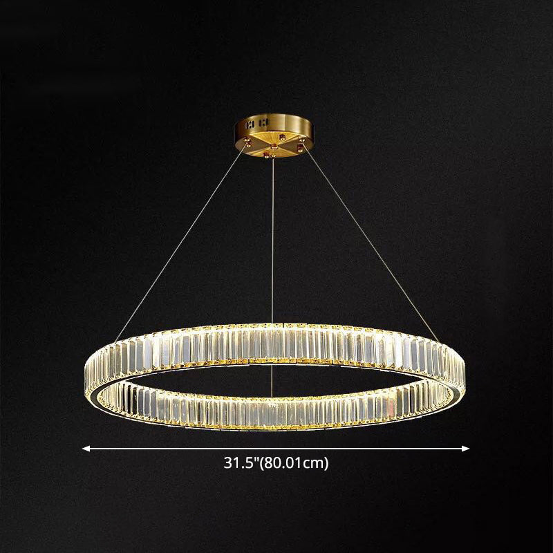 Ultra-modern Ring LED Chandelier Lamp Crystal Suspension Pendant Light for Living Room Clearhalo 'Ceiling Lights' 'Chandeliers' 'Modern Chandeliers' 'Modern' Lighting' 2552404
