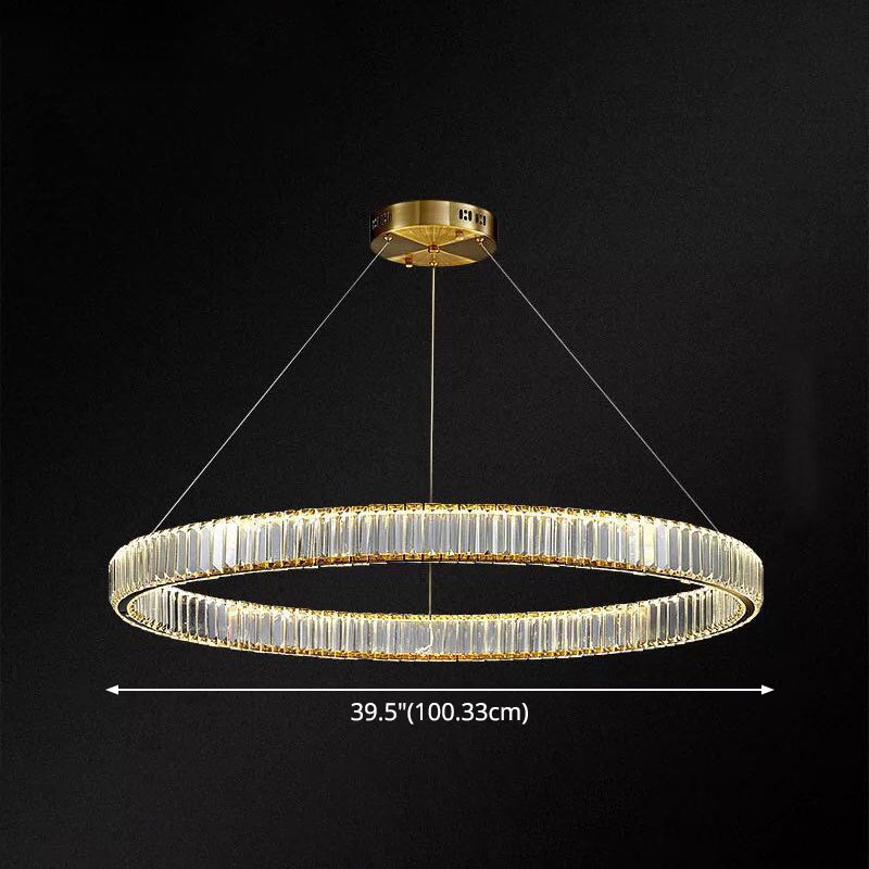 Ultra-modern Ring LED Chandelier Lamp Crystal Suspension Pendant Light for Living Room Clearhalo 'Ceiling Lights' 'Chandeliers' 'Modern Chandeliers' 'Modern' Lighting' 2552405
