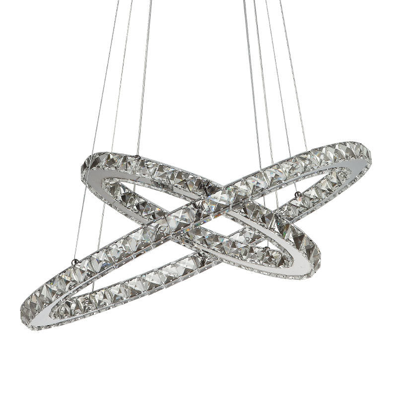 Modern Circle LED Chandelier Light Fixtures Crystal Block Hanging Pendant Lights for Bedroom Clearhalo 'Ceiling Lights' 'Chandeliers' 'Clear' 'Industrial' 'Modern Chandeliers' 'Modern' 'Tiffany' 'Traditional Chandeliers' Lighting' 2552413