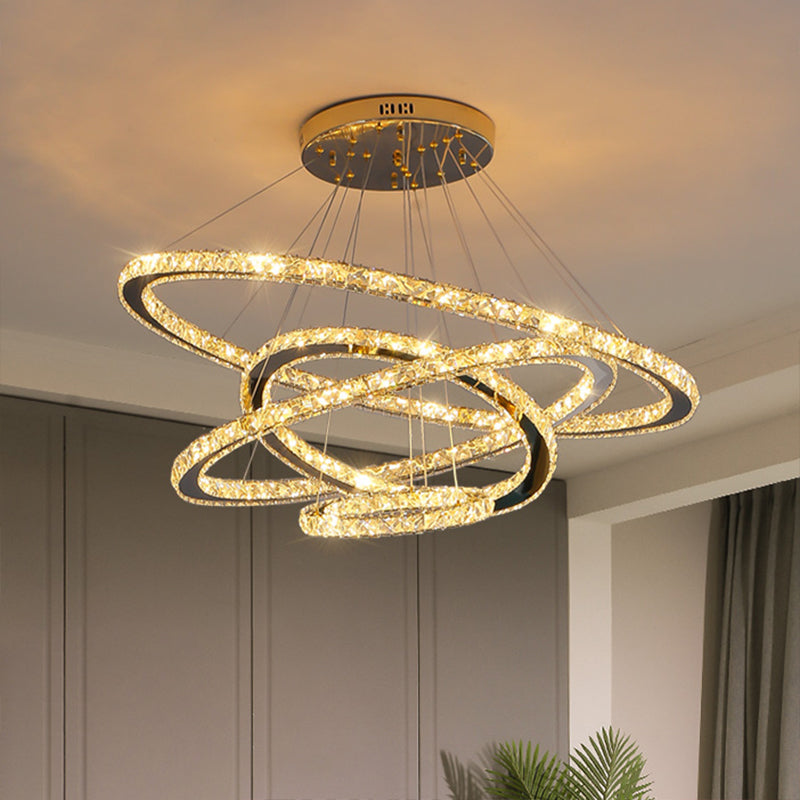 Contemporary Ring Chandelier Pendant Light K9 Crystal Suspension Pendant Light for Living Room Clearhalo 'Ceiling Lights' 'Chandeliers' 'Modern Chandeliers' 'Modern' Lighting' 2552422