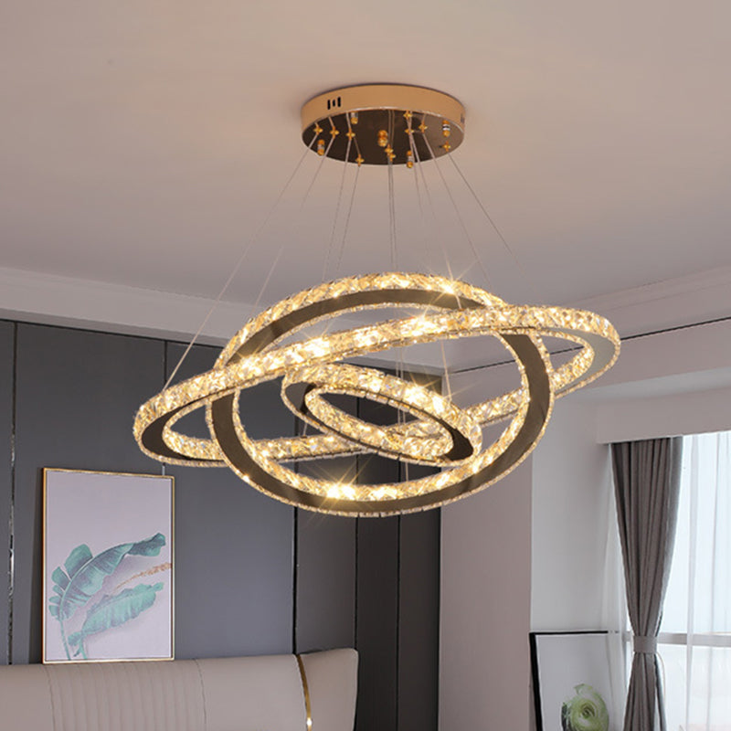 Contemporary Ring Chandelier Pendant Light K9 Crystal Suspension Pendant Light for Living Room Clearhalo 'Ceiling Lights' 'Chandeliers' 'Modern Chandeliers' 'Modern' Lighting' 2552424
