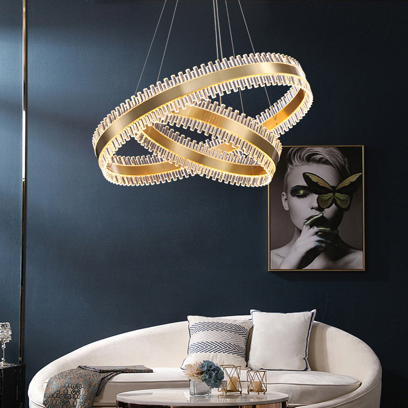 Contemporary Interlace Rings Chandelier Lights Metal Hanging Pendant Light for Living Room Clearhalo 'Ceiling Lights' 'Chandeliers' 'Modern Chandeliers' 'Modern' Lighting' 2552448
