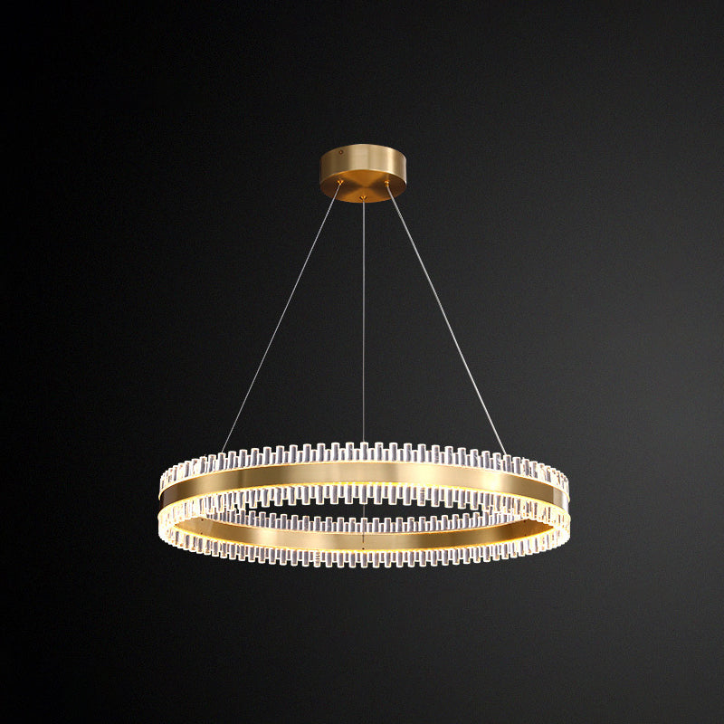 Contemporary Interlace Rings Chandelier Lights Metal Hanging Pendant Light for Living Room Gold 23.5" Clearhalo 'Ceiling Lights' 'Chandeliers' 'Modern Chandeliers' 'Modern' Lighting' 2552450