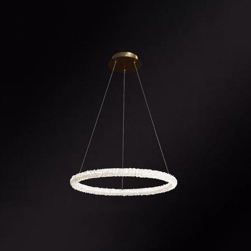 Ultra-modern Circle Chandelier Lamp Crystal Hanging Pendant Lights for Restaurant Clear 12" Circline Clearhalo 'Ceiling Lights' 'Chandeliers' 'Clear' 'Industrial' 'Modern Chandeliers' 'Modern' 'Tiffany' 'Traditional Chandeliers' Lighting' 2552464