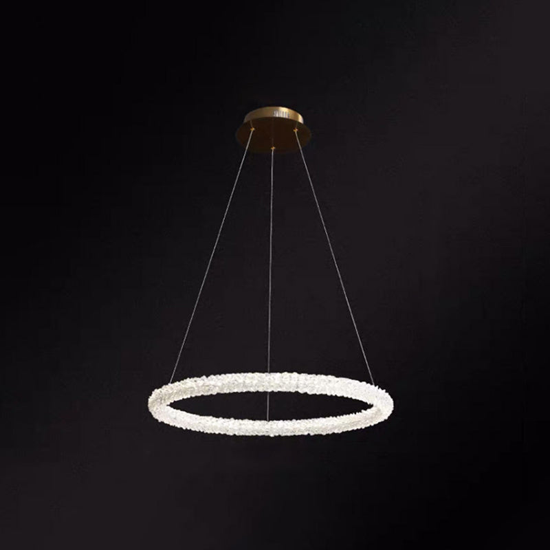 Ultra-modern Circle Chandelier Lamp Crystal Hanging Pendant Lights for Restaurant Clear 16" Circline Clearhalo 'Ceiling Lights' 'Chandeliers' 'Clear' 'Industrial' 'Modern Chandeliers' 'Modern' 'Tiffany' 'Traditional Chandeliers' Lighting' 2552465