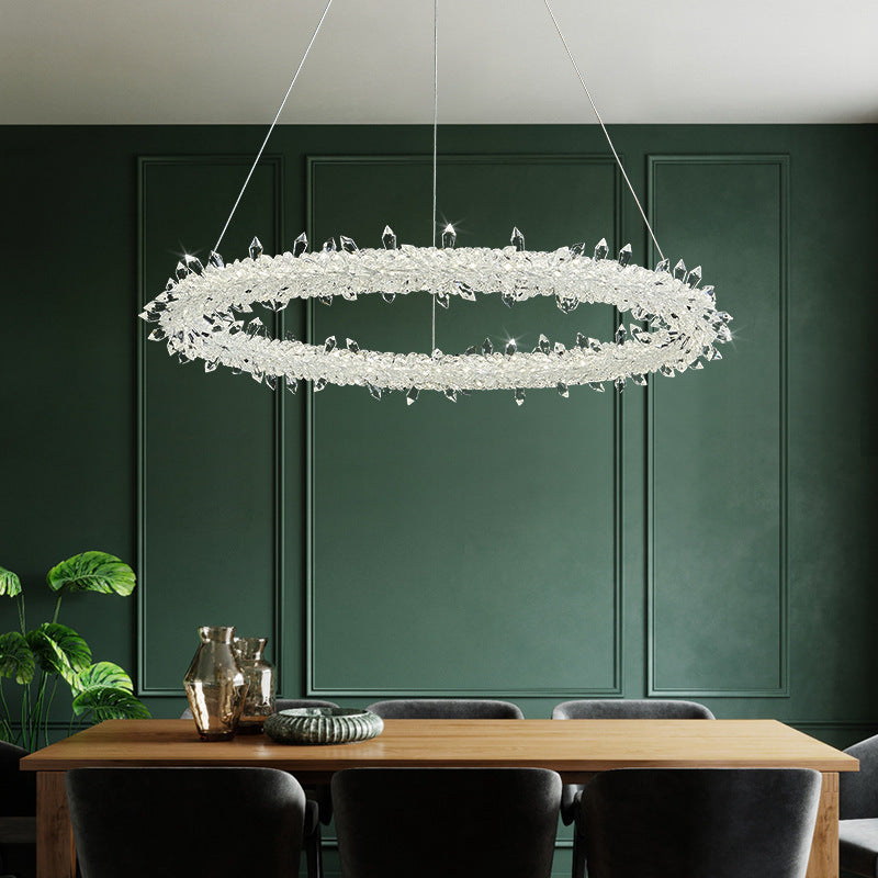 Ultra-modern Circle Chandelier Lamp Crystal Hanging Pendant Lights for Restaurant Clearhalo 'Ceiling Lights' 'Chandeliers' 'Clear' 'Industrial' 'Modern Chandeliers' 'Modern' 'Tiffany' 'Traditional Chandeliers' Lighting' 2552466