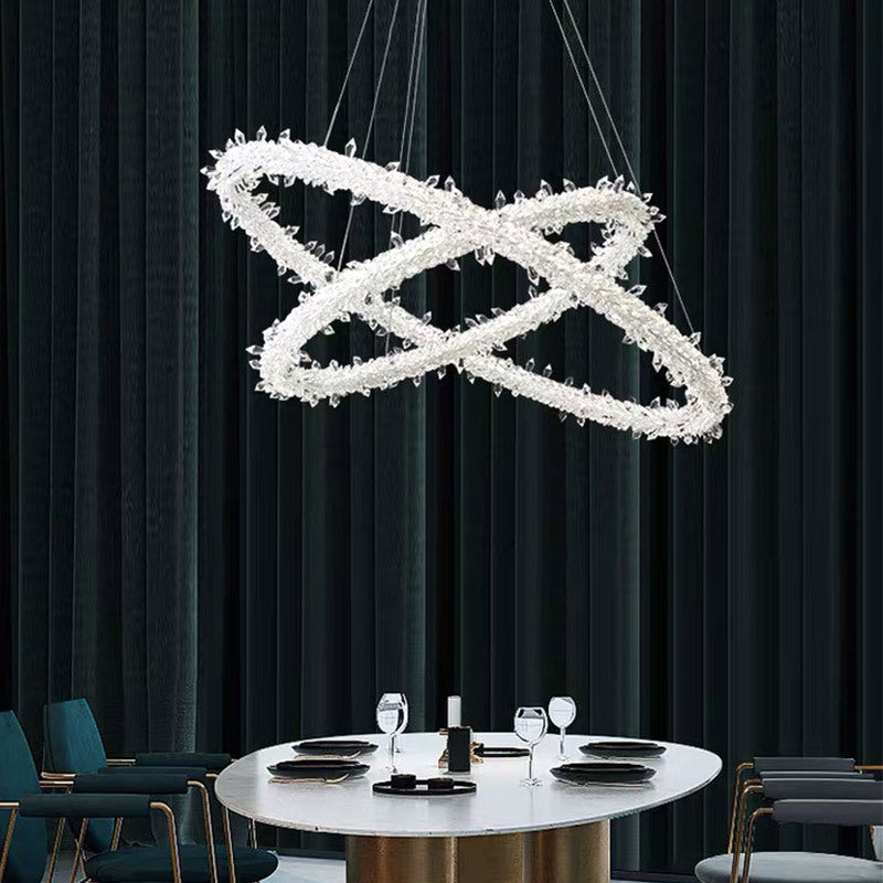 Ultra-modern Circle Chandelier Lamp Crystal Hanging Pendant Lights for Restaurant Clearhalo 'Ceiling Lights' 'Chandeliers' 'Clear' 'Industrial' 'Modern Chandeliers' 'Modern' 'Tiffany' 'Traditional Chandeliers' Lighting' 2552467