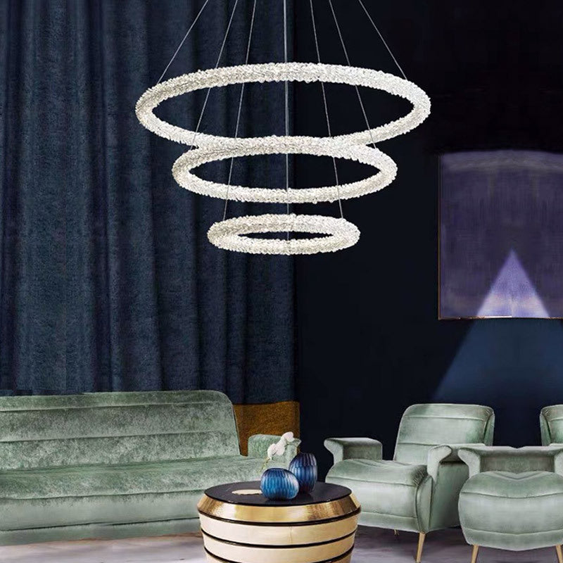Ultra-modern Circle Chandelier Lamp Crystal Hanging Pendant Lights for Restaurant Clearhalo 'Ceiling Lights' 'Chandeliers' 'Clear' 'Industrial' 'Modern Chandeliers' 'Modern' 'Tiffany' 'Traditional Chandeliers' Lighting' 2552469