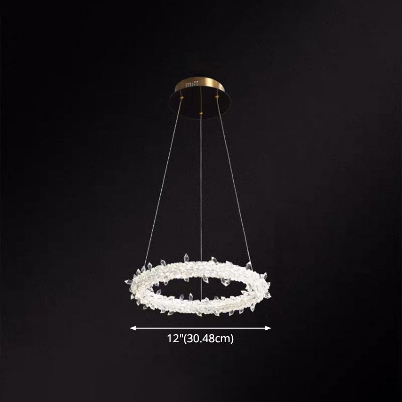 Ultra-modern Circle Chandelier Lamp Crystal Hanging Pendant Lights for Restaurant Clearhalo 'Ceiling Lights' 'Chandeliers' 'Clear' 'Industrial' 'Modern Chandeliers' 'Modern' 'Tiffany' 'Traditional Chandeliers' Lighting' 2552477