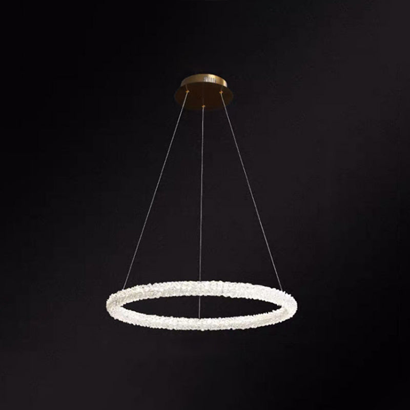 Ultra-modern Circle Chandelier Lamp Crystal Hanging Pendant Lights for Restaurant Clear 19.5" Circline Clearhalo 'Ceiling Lights' 'Chandeliers' 'Clear' 'Industrial' 'Modern Chandeliers' 'Modern' 'Tiffany' 'Traditional Chandeliers' Lighting' 2552479