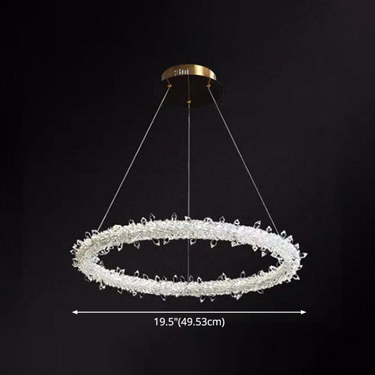 Ultra-modern Circle Chandelier Lamp Crystal Hanging Pendant Lights for Restaurant Clearhalo 'Ceiling Lights' 'Chandeliers' 'Clear' 'Industrial' 'Modern Chandeliers' 'Modern' 'Tiffany' 'Traditional Chandeliers' Lighting' 2552480