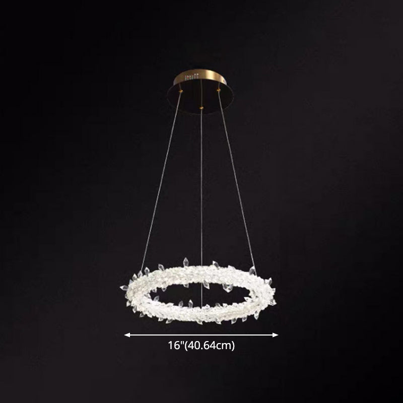 Ultra-modern Circle Chandelier Lamp Crystal Hanging Pendant Lights for Restaurant Clearhalo 'Ceiling Lights' 'Chandeliers' 'Clear' 'Industrial' 'Modern Chandeliers' 'Modern' 'Tiffany' 'Traditional Chandeliers' Lighting' 2552481
