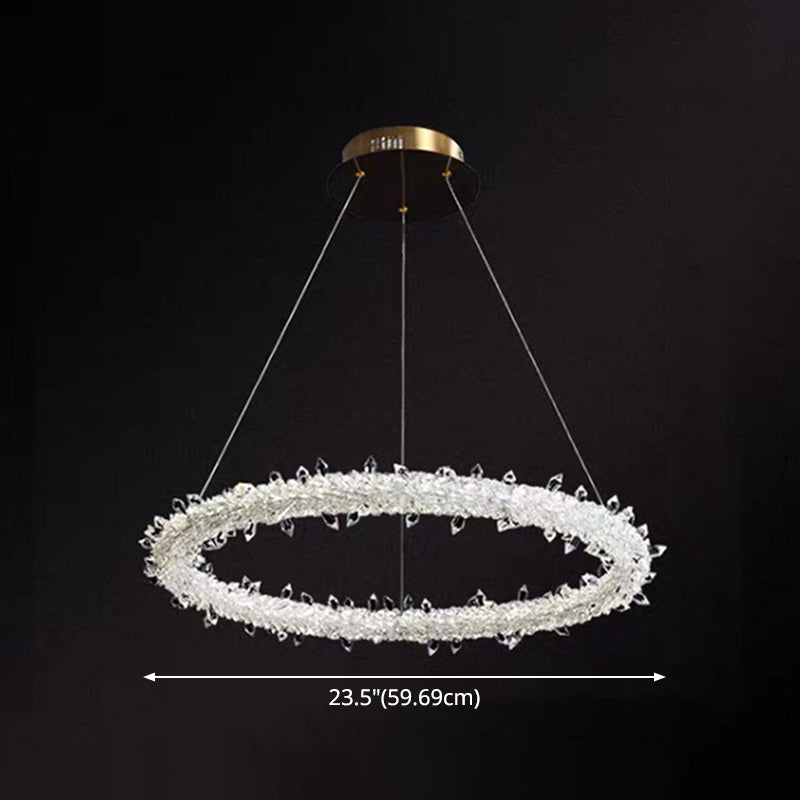 Ultra-modern Circle Chandelier Lamp Crystal Hanging Pendant Lights for Restaurant Clearhalo 'Ceiling Lights' 'Chandeliers' 'Clear' 'Industrial' 'Modern Chandeliers' 'Modern' 'Tiffany' 'Traditional Chandeliers' Lighting' 2552483
