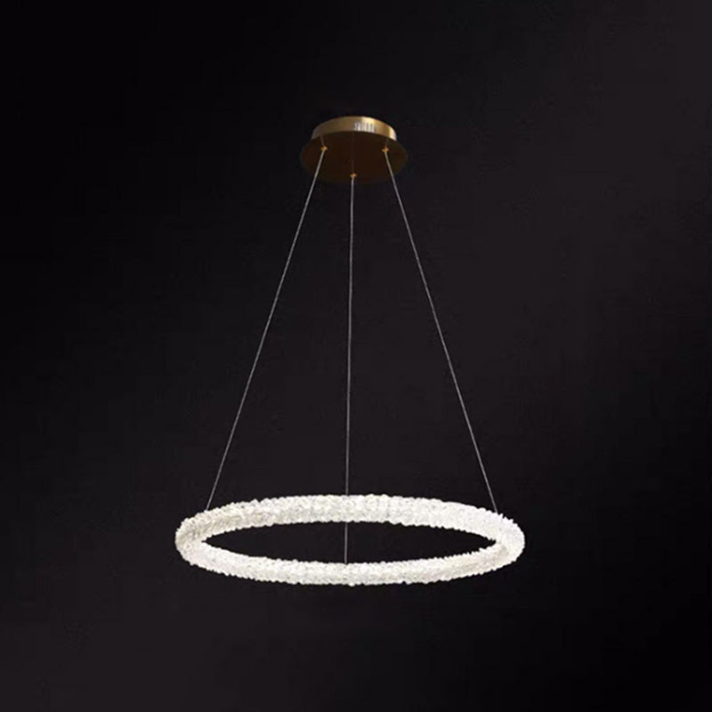 Ultra-modern Circle Chandelier Lamp Crystal Hanging Pendant Lights for Restaurant Clear 23.5" Circline Clearhalo 'Ceiling Lights' 'Chandeliers' 'Clear' 'Industrial' 'Modern Chandeliers' 'Modern' 'Tiffany' 'Traditional Chandeliers' Lighting' 2552487