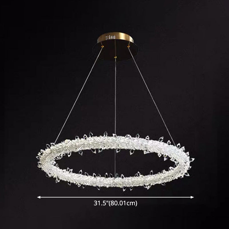 Ultra-modern Circle Chandelier Lamp Crystal Hanging Pendant Lights for Restaurant Clearhalo 'Ceiling Lights' 'Chandeliers' 'Clear' 'Industrial' 'Modern Chandeliers' 'Modern' 'Tiffany' 'Traditional Chandeliers' Lighting' 2552488