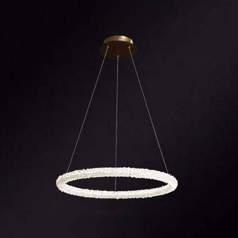 Ultra-modern Circle Chandelier Lamp Crystal Hanging Pendant Lights for Restaurant Clear 31.5" Circline Clearhalo 'Ceiling Lights' 'Chandeliers' 'Clear' 'Industrial' 'Modern Chandeliers' 'Modern' 'Tiffany' 'Traditional Chandeliers' Lighting' 2552489