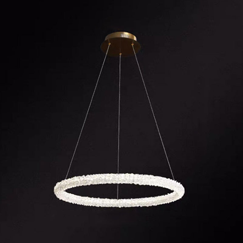 Ultra-modern Circle Chandelier Lamp Crystal Hanging Pendant Lights for Restaurant Clear 39.5" Circline Clearhalo 'Ceiling Lights' 'Chandeliers' 'Clear' 'Industrial' 'Modern Chandeliers' 'Modern' 'Tiffany' 'Traditional Chandeliers' Lighting' 2552493