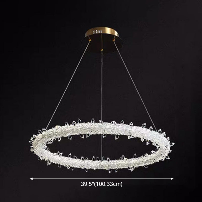 Ultra-modern Circle Chandelier Lamp Crystal Hanging Pendant Lights for Restaurant Clearhalo 'Ceiling Lights' 'Chandeliers' 'Clear' 'Industrial' 'Modern Chandeliers' 'Modern' 'Tiffany' 'Traditional Chandeliers' Lighting' 2552494