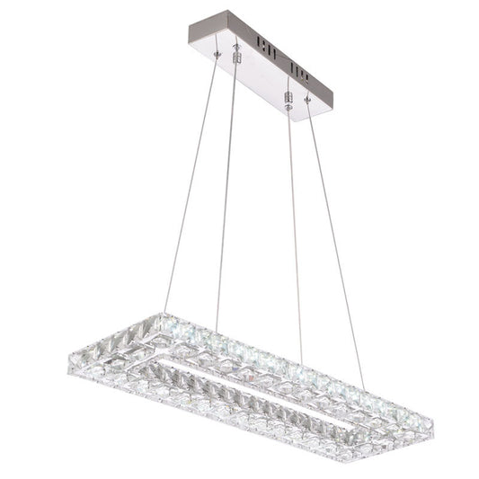Modern Rectangle Pendant Chandelier Faceted Crystal Panels Hanging Lights for Restaurant Clearhalo 'Ceiling Lights' 'Chandeliers' 'Clear' 'Industrial' 'Modern Chandeliers' 'Modern' 'Tiffany' 'Traditional Chandeliers' Lighting' 2552509